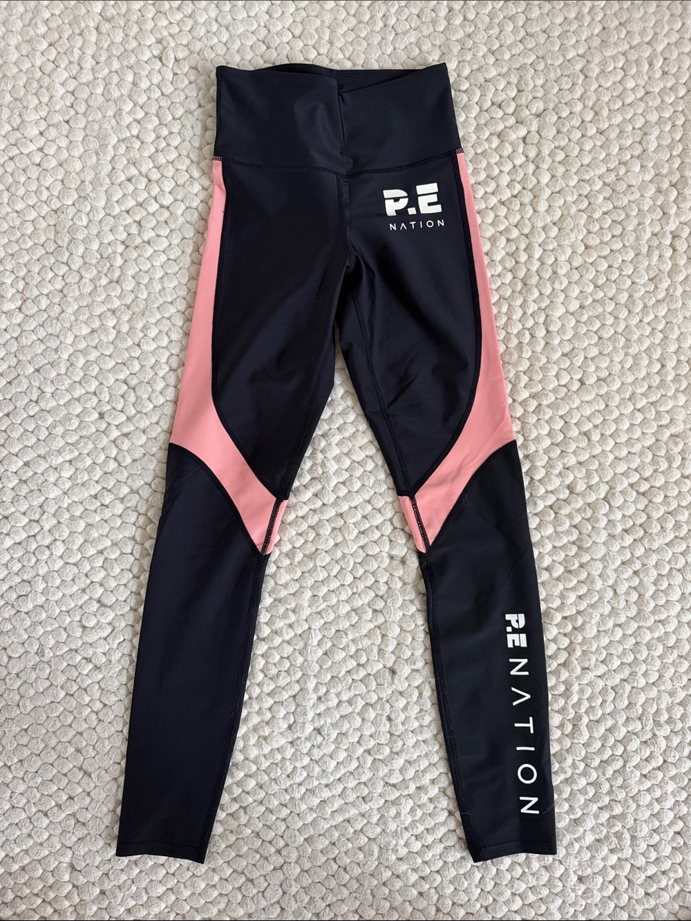 P.E Nation Black with Pink Panel High-Rise Leggings XS
